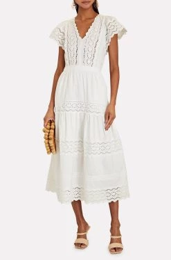 Sea Georgina Eyelet Flutter Dress in White - women