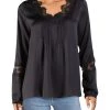 Current Air Womens Lace Detail Long Sleeve Blouse