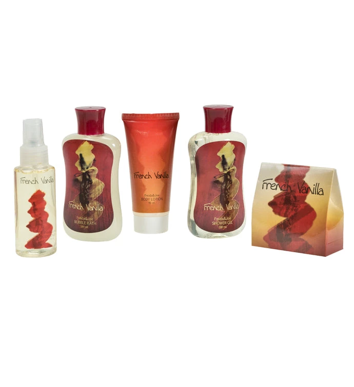 Freida and Joe French Vanilla Fragrance Spa & Skin Care Gift Set in Natural Wood Curio 2 Freida and Joe French Vanilla Fragrance Spa & Skin Care Gift Set in Natural Wood Curio - Image 2