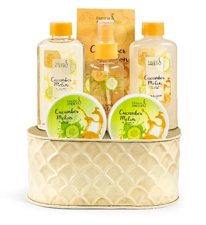 Freida and Joe Cucumber Melon Bath & Body Gift Set Basket 1 Freida and Joe Cucumber Melon Bath & Body Gift Set Basket