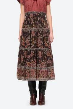 Sea Tess Print Tiered Skirt in Black - women