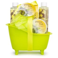 Freida and Joe Passion Fruit Fragrance Bath & Body Spa Gift Set in an Apple Green Tub Basket