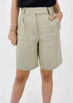 Current Air Sedona Bermuda Shorts in Khaki Stripe - women