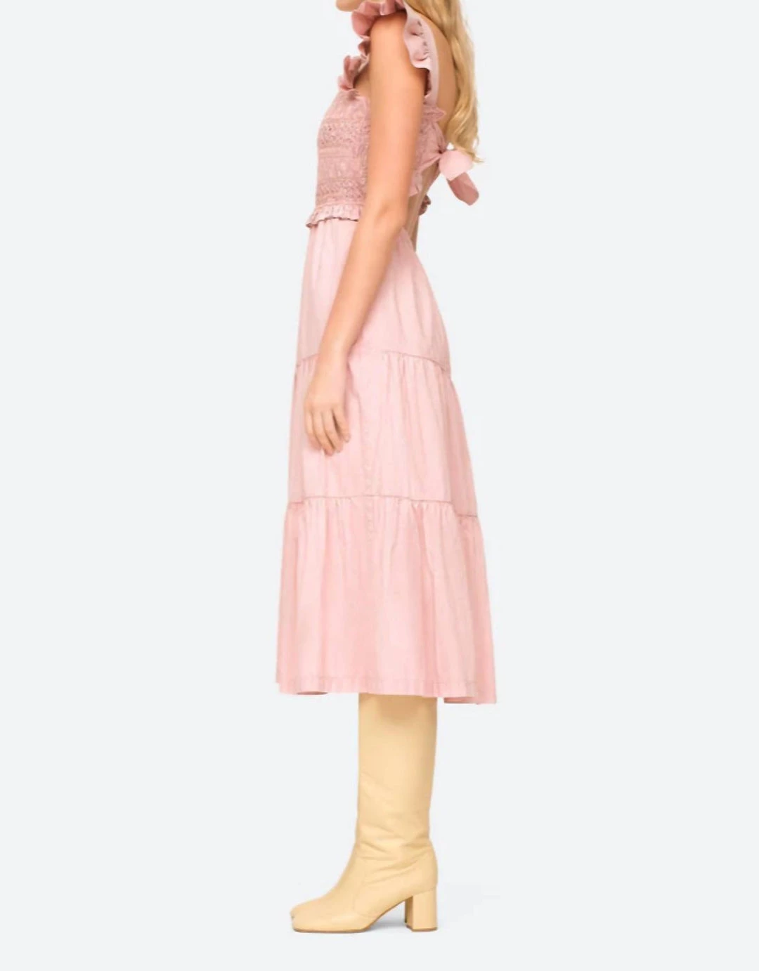 Sea Simona Smocked Tie Back Dress in Blossom Pink - women 2 Sea Simona Smocked Tie Back Dress in Blossom Pink - women - Image 2