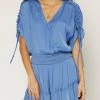 Current Air Cinched Sleeve Top in Cornflower Blue - women