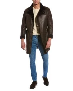 John Varvatos Asymmetrical Shearling Coat - men