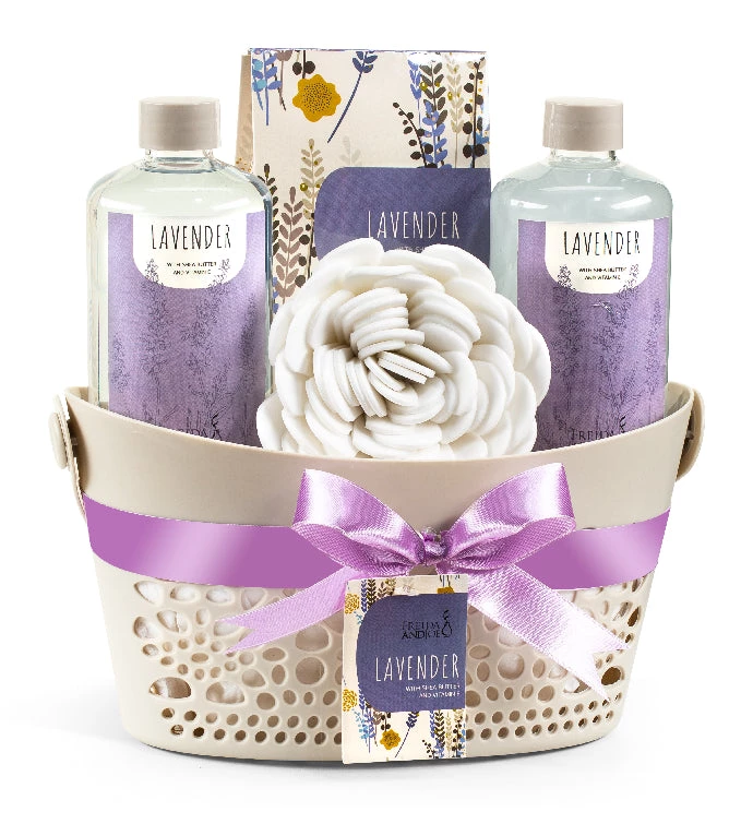 Freida and Joe Lavender Bath & Body Spa Gift Set Basket 1 Freida and Joe Lavender Bath & Body Spa Gift Set Basket