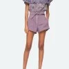 Sea Suri Stretch Cotton Canvas Belted Short In Lilac - women
