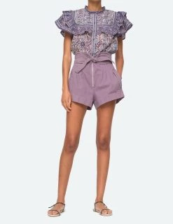 Sea Suri Stretch Cotton Canvas Belted Short In Lilac - women