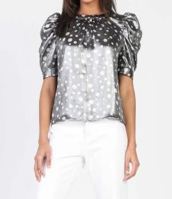 Current Air Metallic Polka Dotted Top in Multi - women