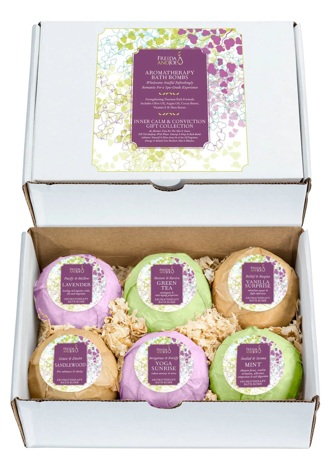 Freida and Joe Inner Calm & Conviction Fragrances Bath Bomb Gift Collection in White Box 6 Freida and Joe Inner Calm & Conviction Fragrances Bath Bomb Gift Collection in White Box - Image 6