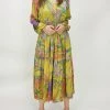 Current Air Leena Floral Midi Dress in Yellow Floral - women