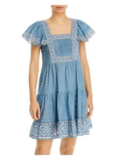 Sea Fernanda Womens Flutter Sleeve Short Mini Dress